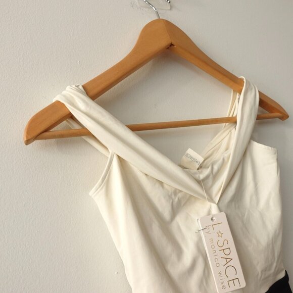 White One Piece Swimsuit 4‎ Black Off Shoulder Colorblock Lace Up Hipster Anja - Picture 8 of 11